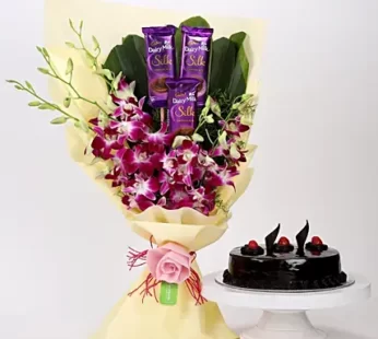 Dairy Milk & Orchids With Truffle Cake