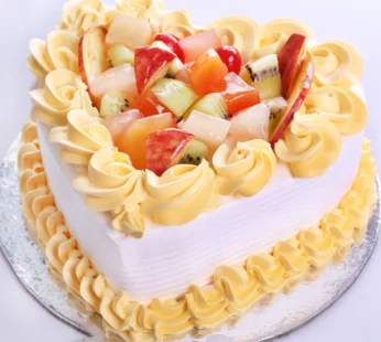 Delectable Fruit Heart Cake