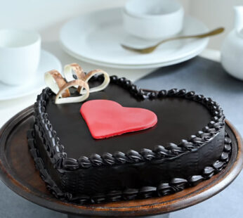 Fondant Heart In A Heart Shaped Chocolate Cake