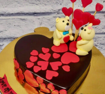 Heart Shape Teddy Cake