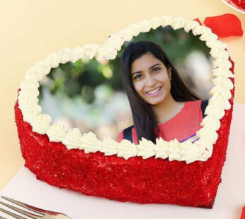 Heart Shape Red velvet Photo Cake