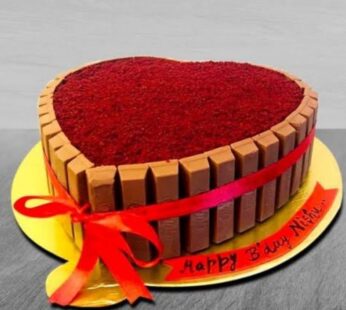 Kit Kat Red Velvet Heart Cake