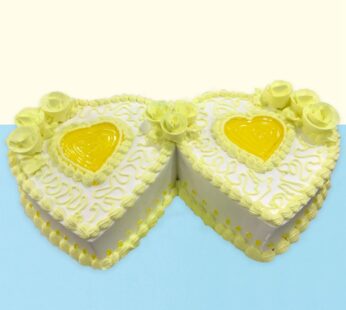 Special Couple Pineapple Double Heart Shape Cake