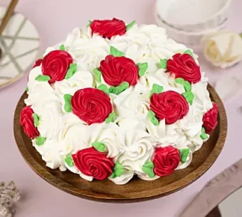 White & Red Roses Designer Chocolate Cake