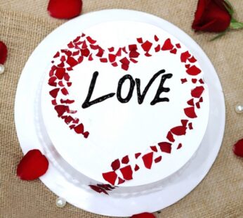 White and Red Love Cake