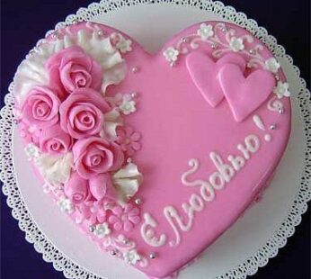 Pink Heart Shape Floral Fondant Cake