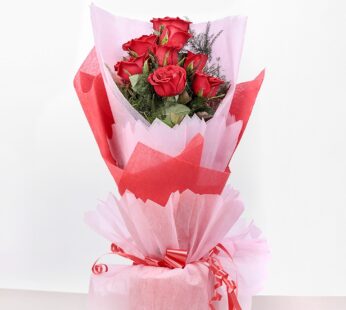 10 Red Roses In Paper Packing