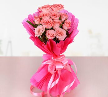 12 Pink Roses