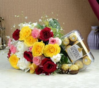 15 Mix Roses and 16 Pcs Ferrero