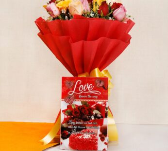 20 Mixed Roses And Greeting Card
