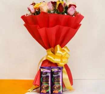 20 Mixed Roses And Silk Chocolates