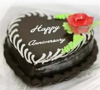 Heart Shape Anniversary Chocolate Cake