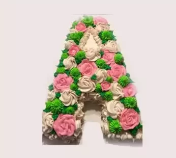 A Shape Strawberry Floral Cake