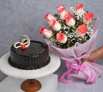 Choco Truffle Cake Pink Rose Combo