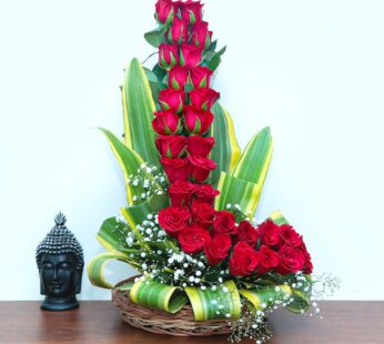 Exotic Red Roses Basket