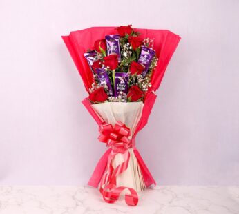 Graceful Roses And Chocolate Arrangement