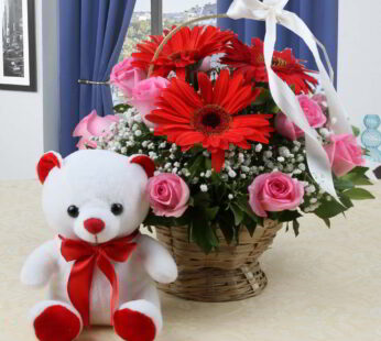 Mixed Flowers N Teddy Bear