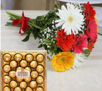 Mixed Gerbera With Ferrero Rocher