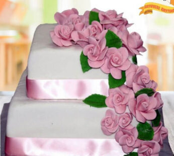 Pink Floral Wedding Cake