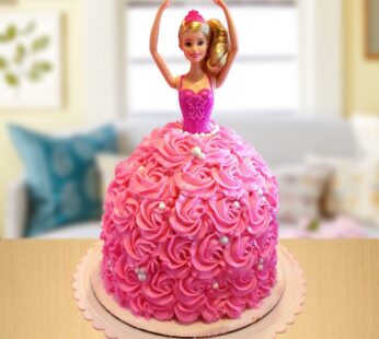 Pink Rose Barbie Cake