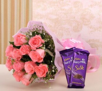 Pink Roses N Cadbury Silk