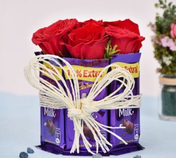 Roses n Dairy Milk Arrangement