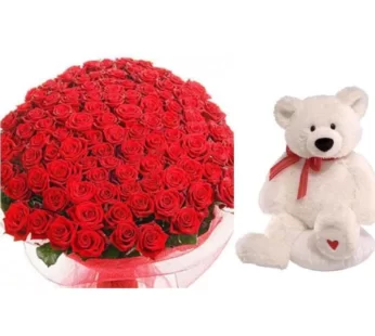 Spectacular Love 100 Roses And Teddy
