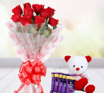 Sweet Roses With Soft Toy