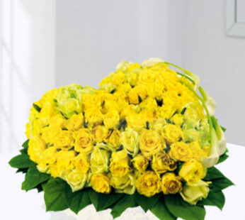 Yellow Roses Heart Shape Arrangement