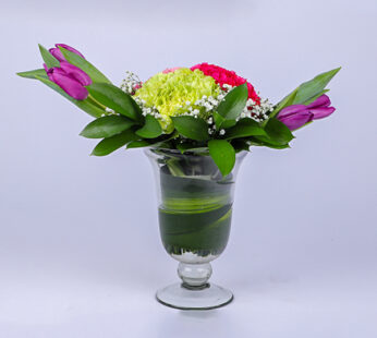 Eternal Assorted Flower Glass Arrangement