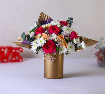 Mixed Flowers Cylindrical Vase Arrangment