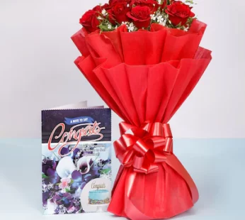 Red Roses With Congratulations Greeting Card