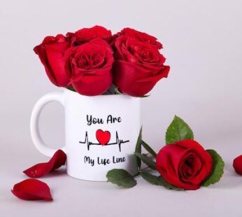 Red Love Roses In A Mug