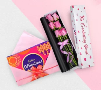 Cadbury Celebration Box With Pink Roses Box