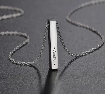 Classy Silver Personalized Bar Pendant