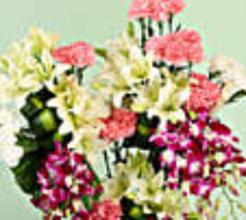 Striking Mixed Flowers Wooden Drift