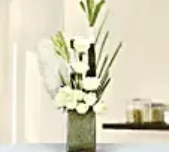 Premium White Roses Glass Vase