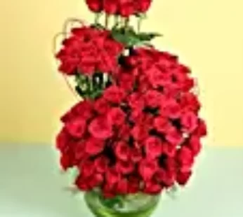 Heavenly 120 Red Roses Round Vase