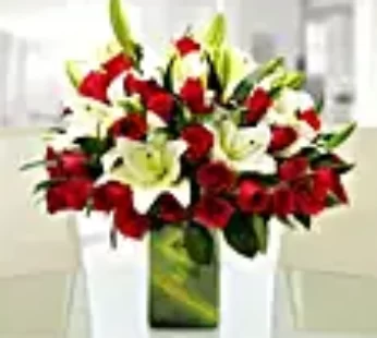 Roses & Lilies Vase Arrangement